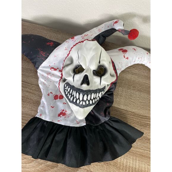 Adult Evil Jester Skull Mask Carnival OSFA Bloody Joker Halloween Costume Prop - Picture 5 of 10